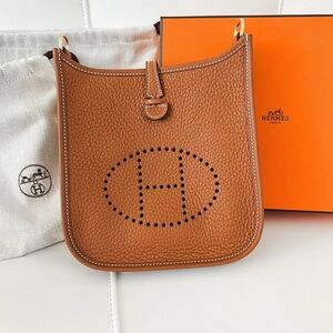 Hermes Evelyne TPM Brown Gold Gold Hardware Brand New!
